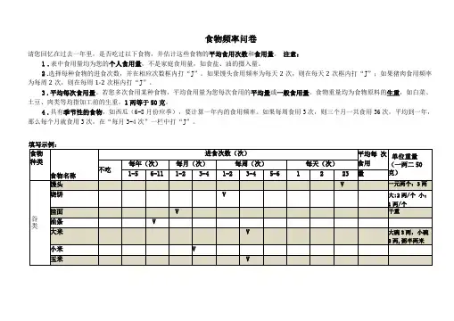食物频率问卷