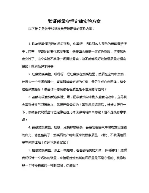 验证质量守恒定律实验方案