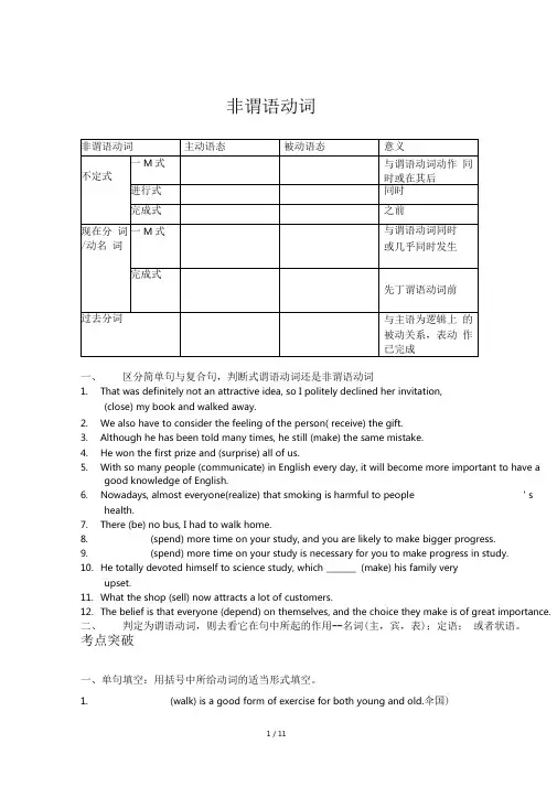 (完整版)专题高考英语已修改--2017高考非谓语动词语法填空和改错精练。