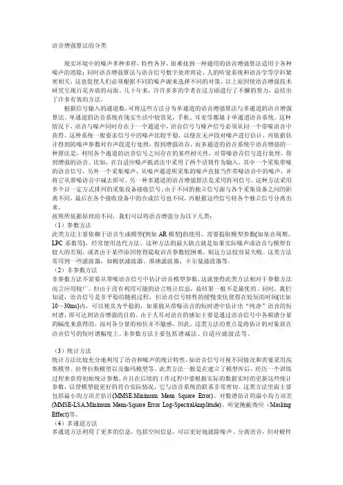语音增强算法的分类[必读]