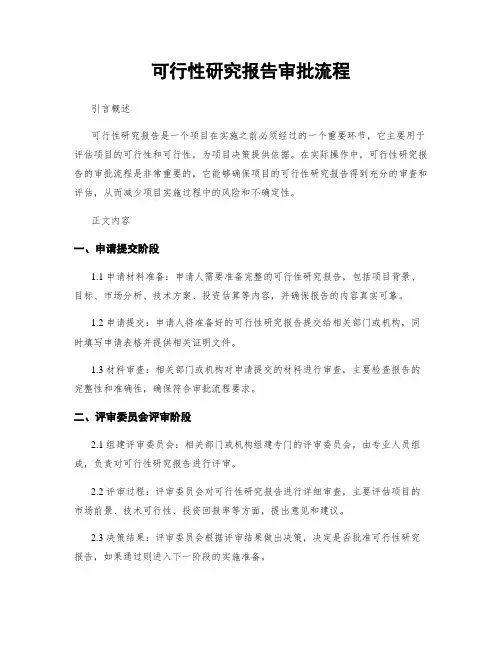 可行性研究报告审批流程