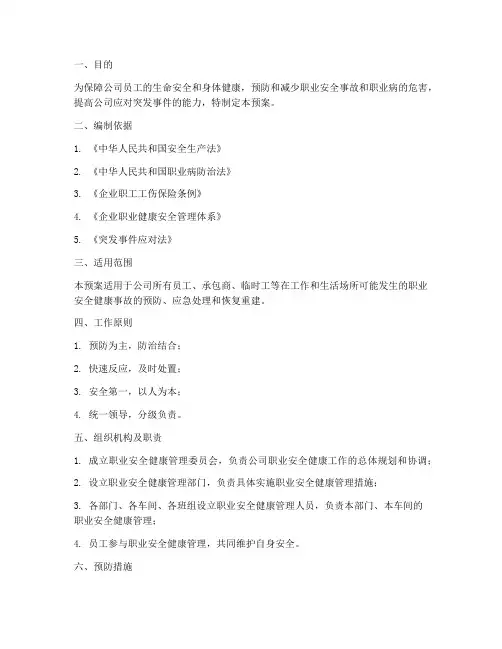 职业安全健康应急预案