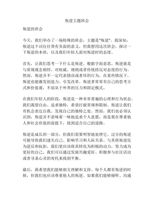 叛逆主题班会