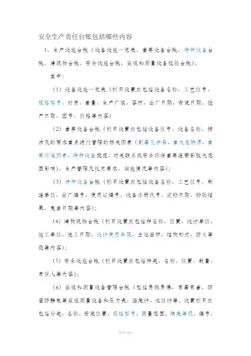 安全生产责任台账包括哪些内容
