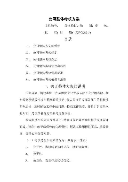 公司整体目标绩效管理全套方案