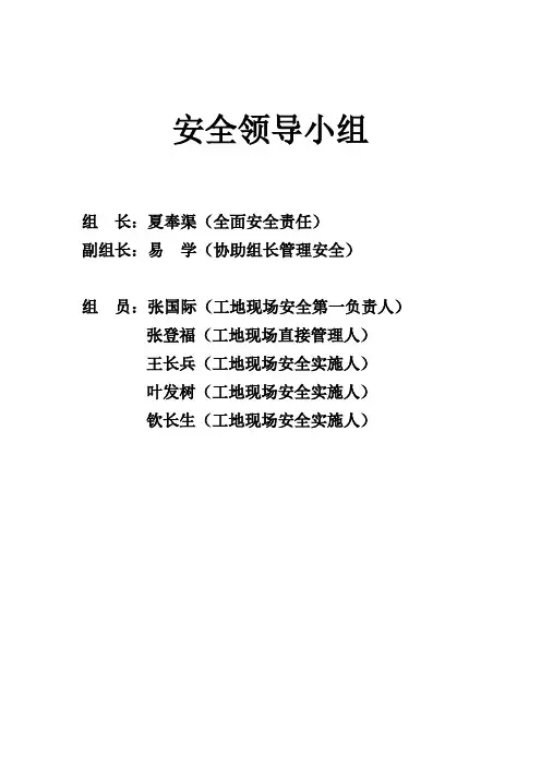 安全领导小组名单