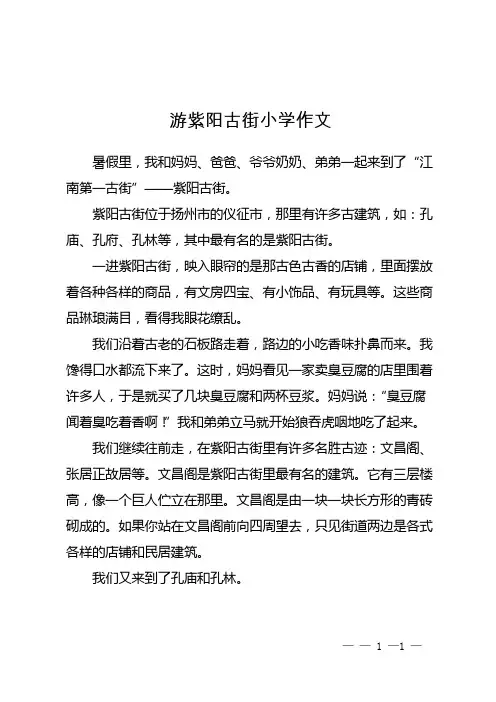 游紫阳古街小学作文