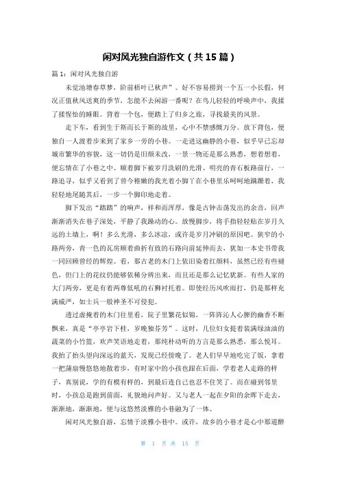 闲对风光独自游作文(共15篇)