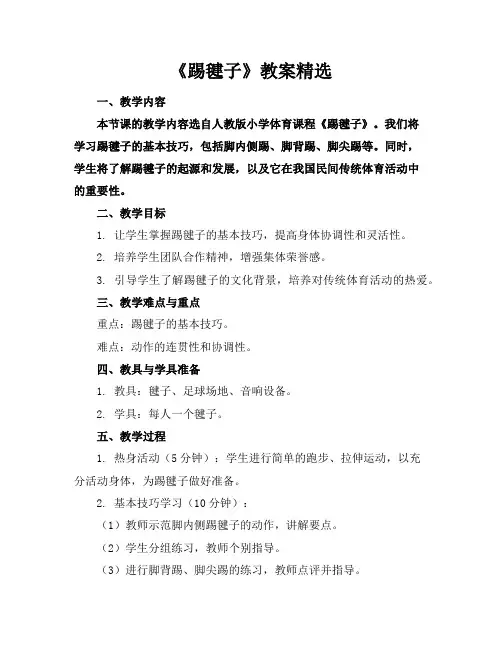 《踢毽子》教案精选