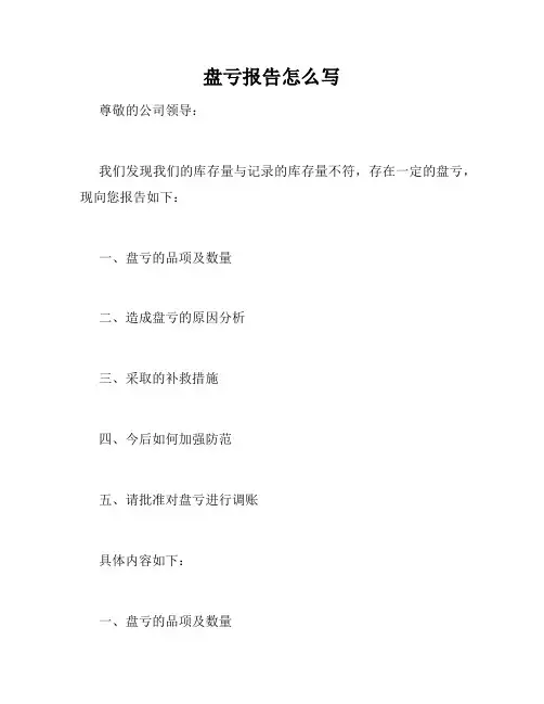 盘亏报告怎么写