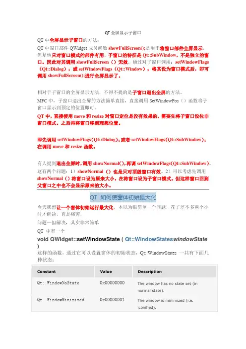 Qt全屏显示总结