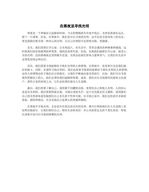 在黑夜里寻找光明