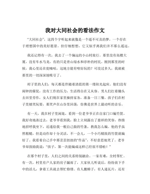 我对大同社会的看法作文