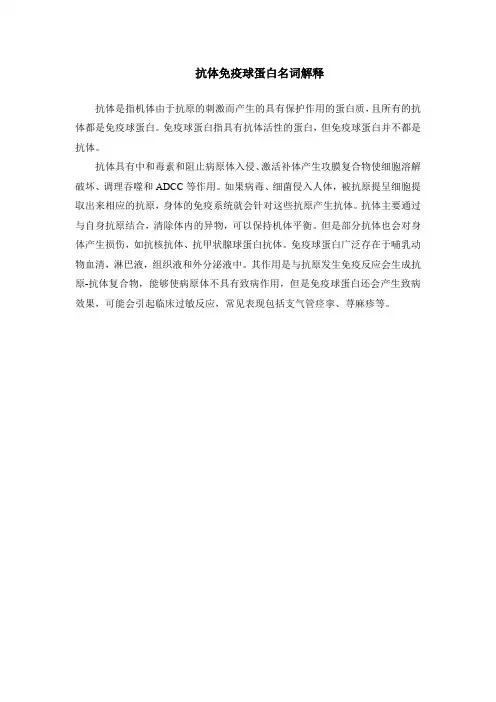 抗体免疫球蛋白名词解释