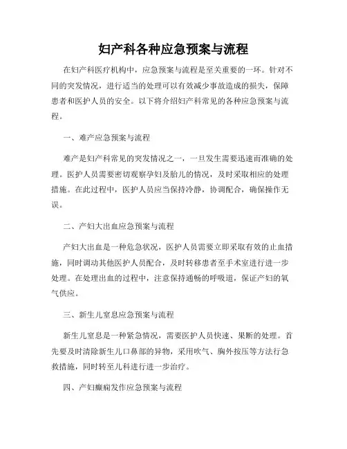 妇产科各种应急预案与流程