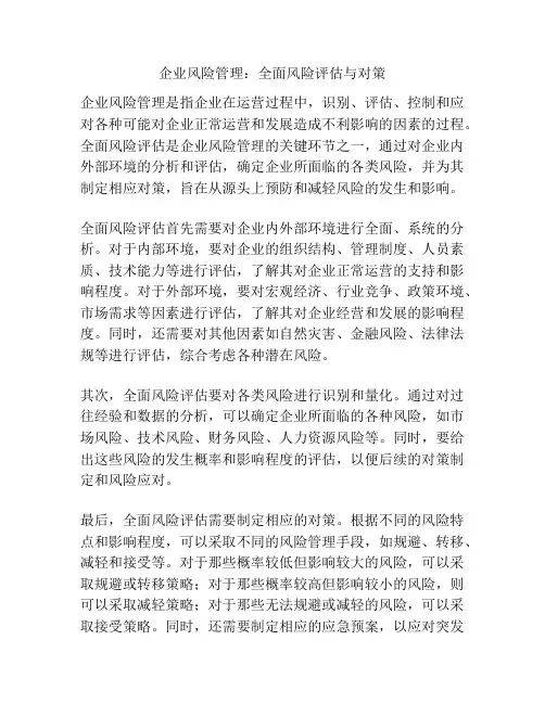 企业风险管理：全面风险评估与对策