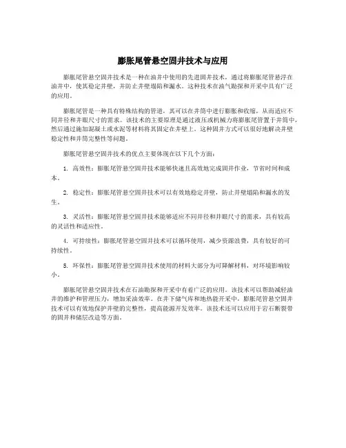 膨胀尾管悬空固井技术与应用