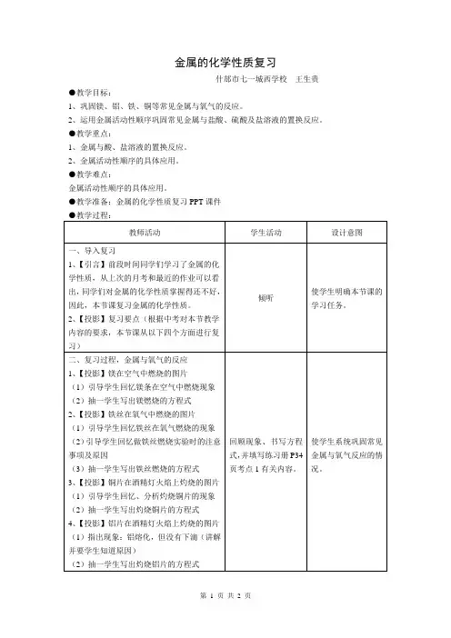 金属的化学性质复习