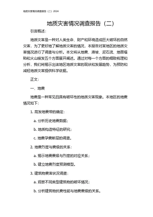 地质灾害情况调查报告(二)2024