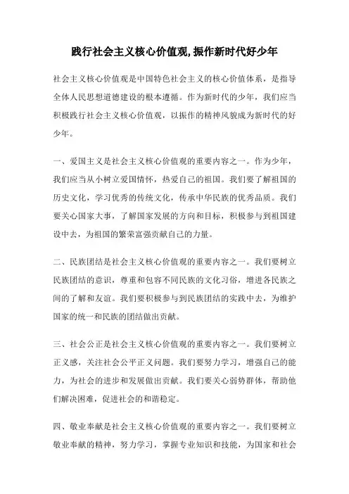 践行社会主义核心价值观,振作新时代好少年