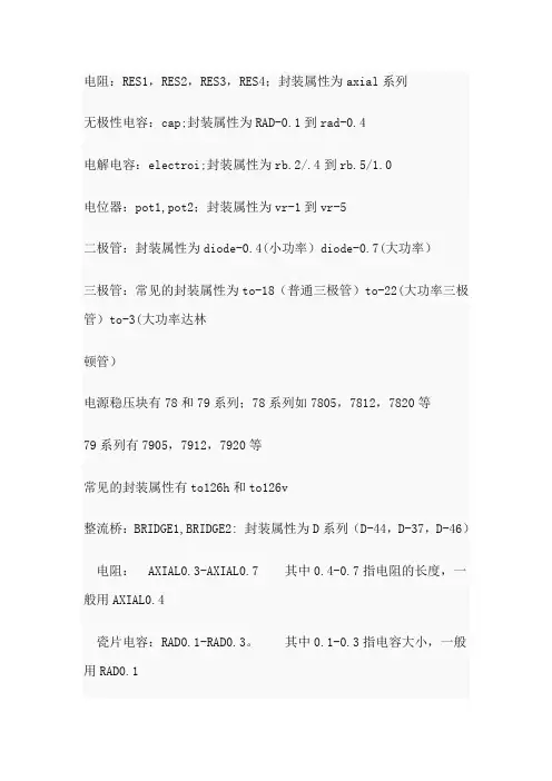 protel常用元器件名称及封装