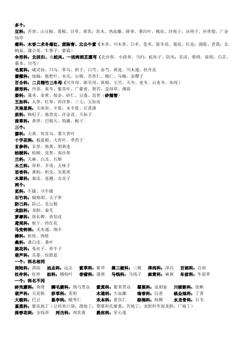 执业中药师复习必备--中药鉴定学中药材所属科归类