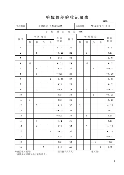 5#桩位偏差验收记录表