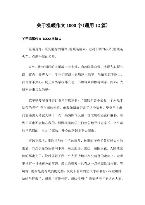 关于温暖作文1000字(通用12篇)