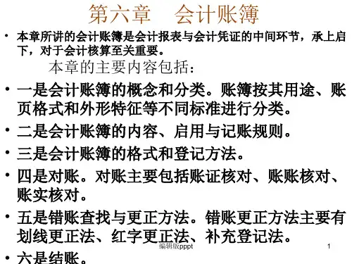 会计基础第6章会计账簿精PPT课件