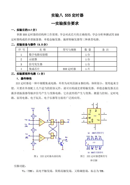 实验8 555定时器 - 实验报告要求