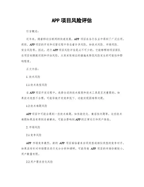 APP项目风险评估