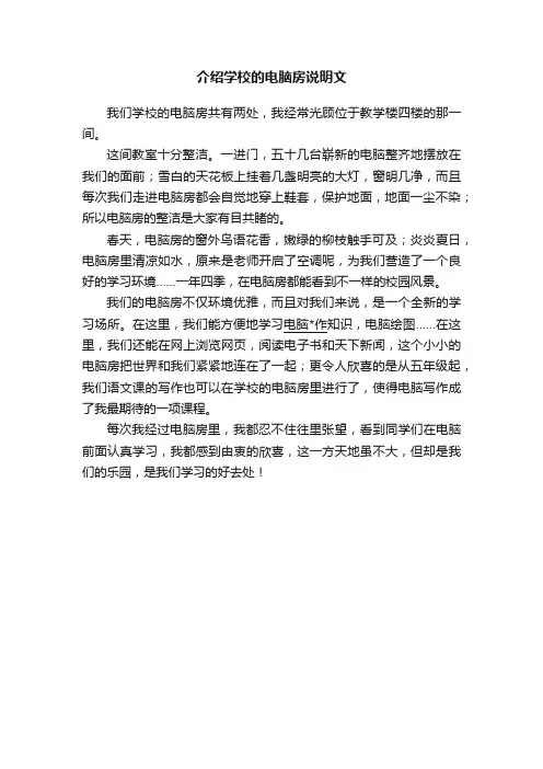 介绍学校的电脑房说明文