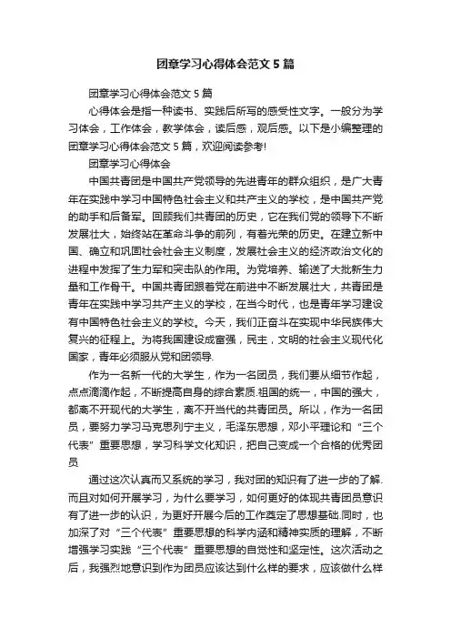 团章学习心得体会范文5篇