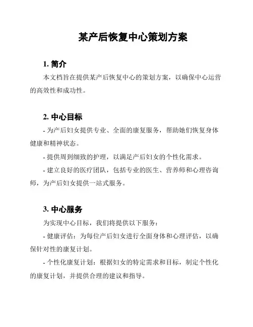 某产后恢复中心策划方案