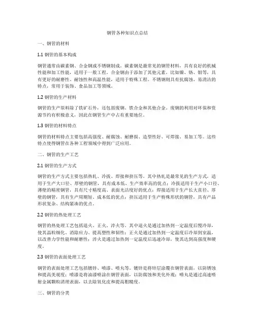 钢管各种知识点总结