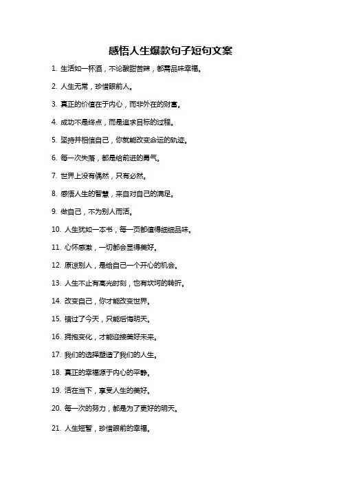 感悟人生爆款句子短句文案