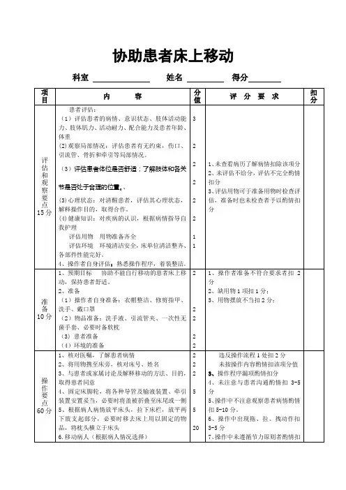 协助患者床上移动