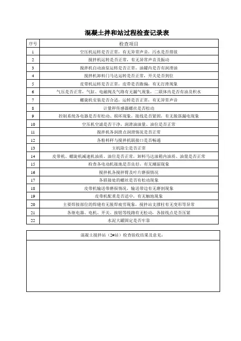 混凝土搅拌过程检查记录表