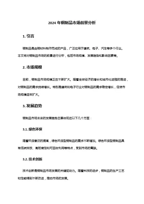 2024年铜制品市场前景分析