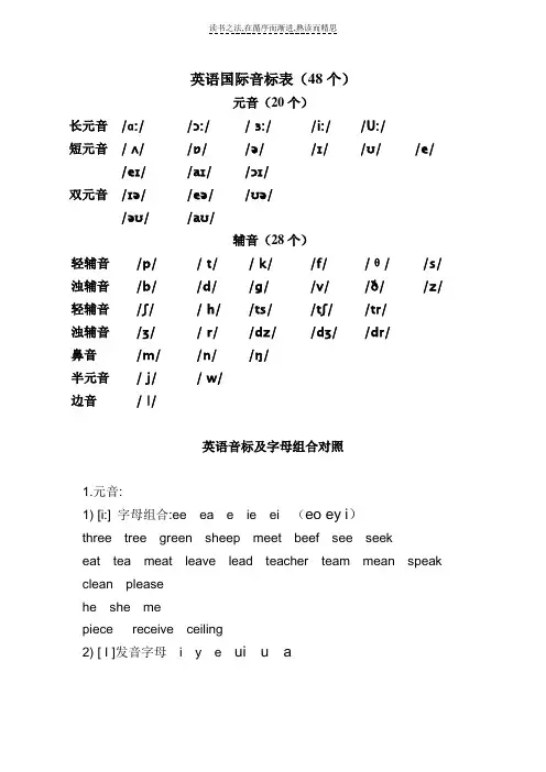 标准英语国际音标表