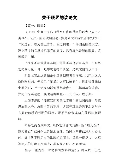关于眼界的议论文