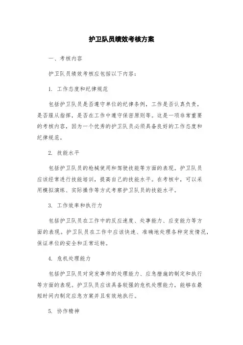 护卫队员绩效考核方案
