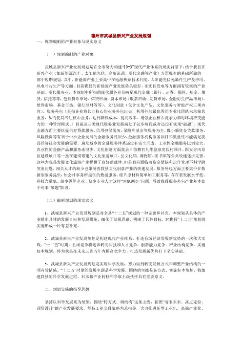 德州市武城县新兴产业发展规划