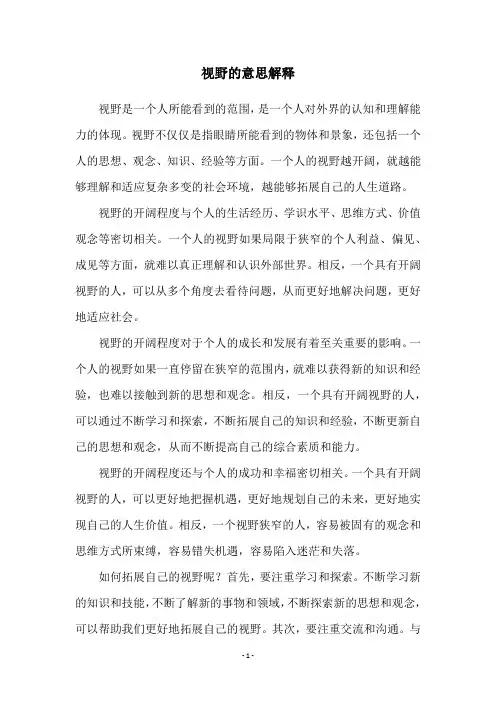 视野的意思解释