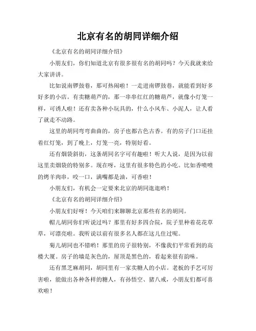 北京有名的胡同详细介绍