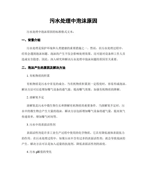 污水处理中泡沫原因