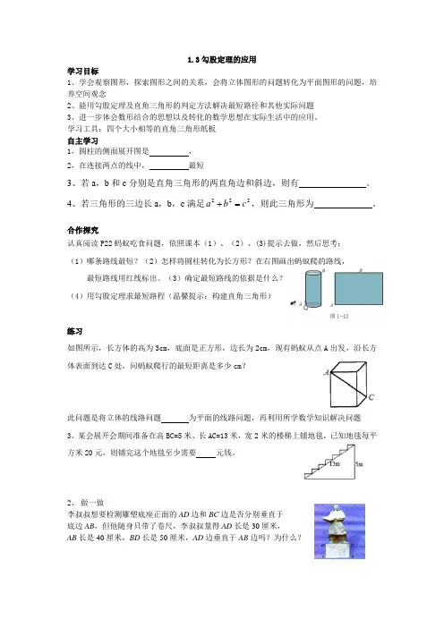 1.3勾股定理的应用导学案