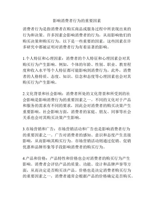 影响消费者行为的重要因素
