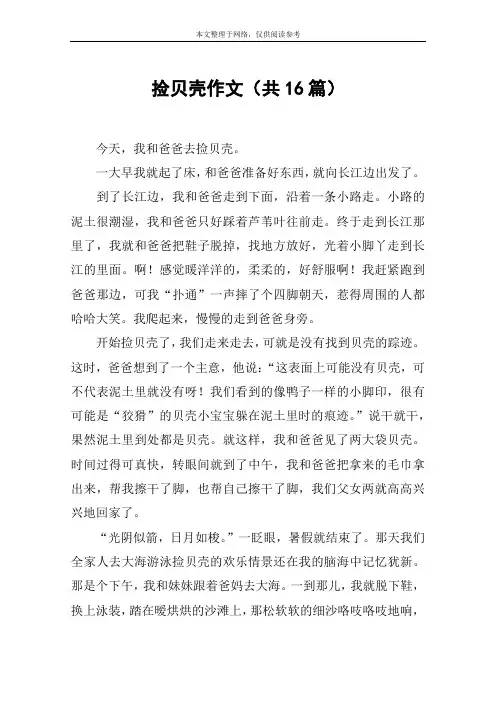 捡贝壳作文(共16篇)