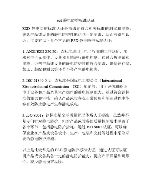esd静电防护标准认证